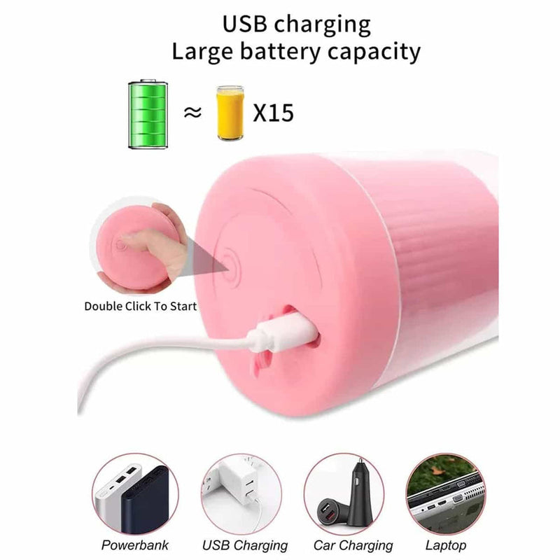 "Portable USB Rechargeable Mini Juice Blender Bottle - Instant Blending On-the-Go!"